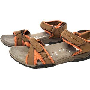 eastland womens scramble sport sandals 3875-02 brown nubuck size 7M